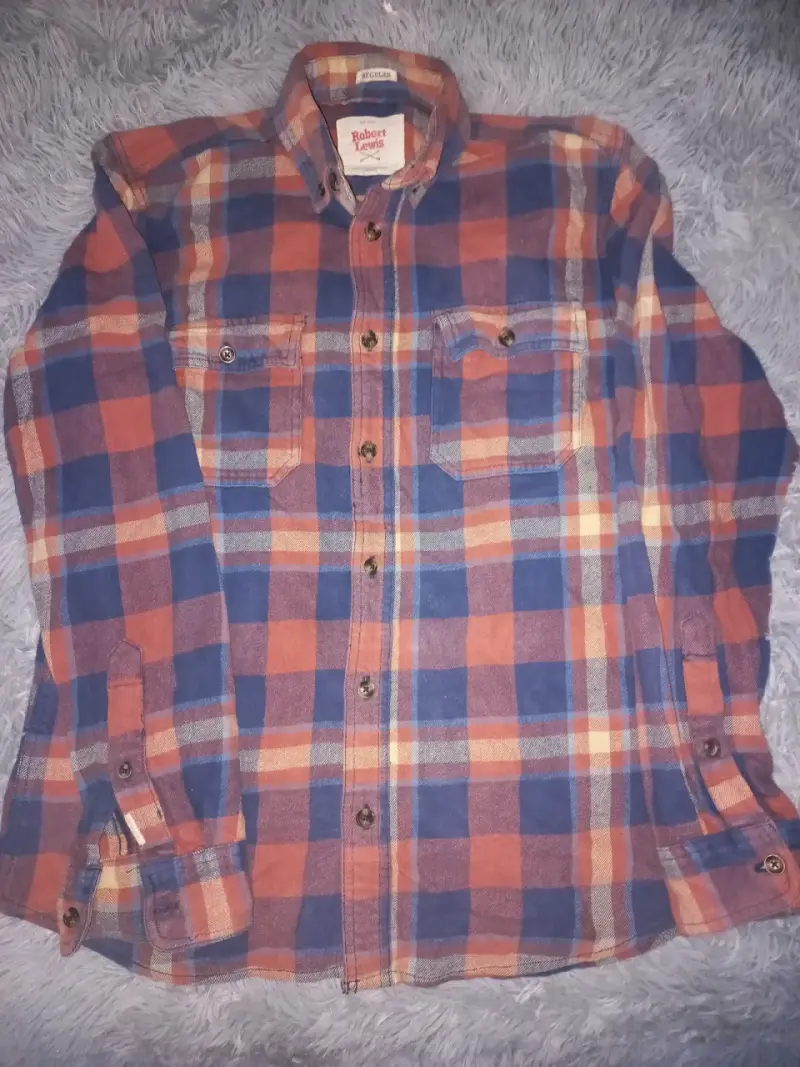Camisa a cuadros naranja y azul robert lewis - 3