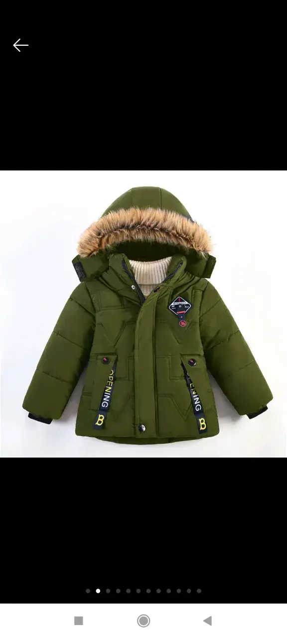 Parka verde con capucha peluda - 1