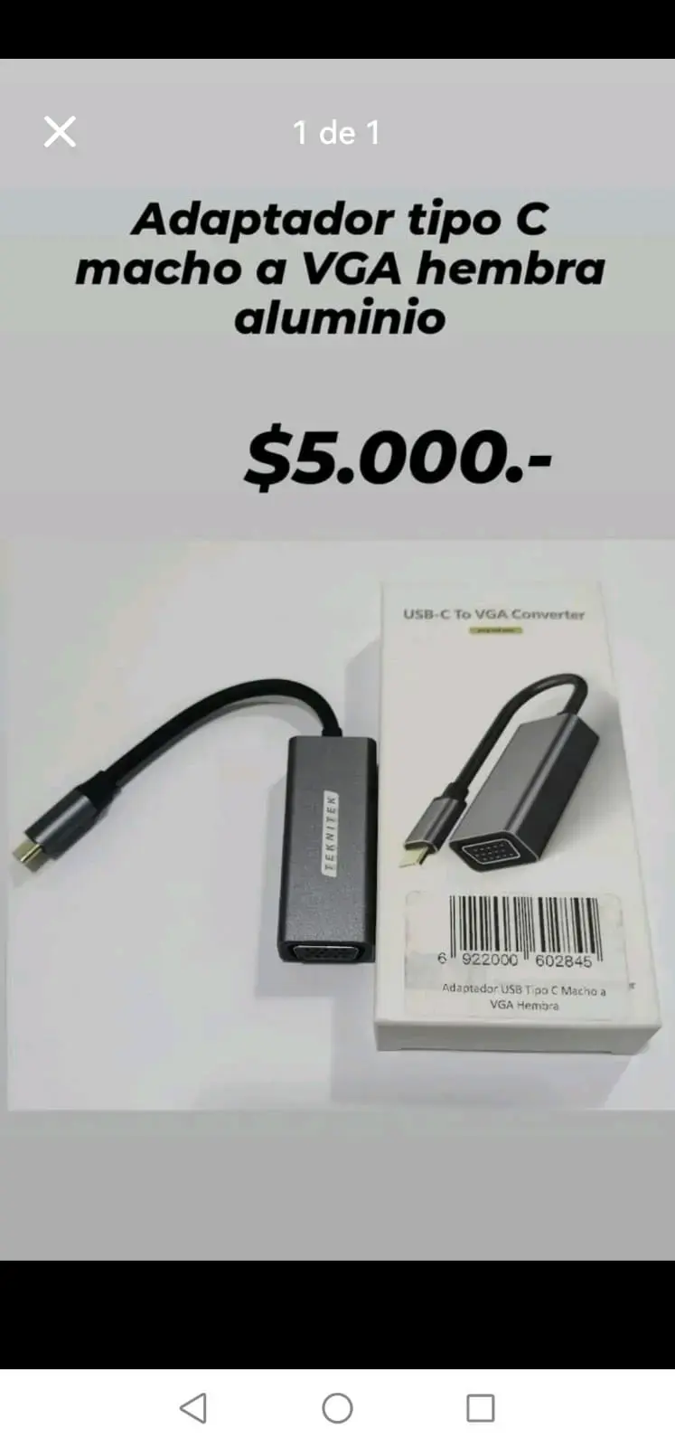 Adaptador USB-C a VGA aluminio