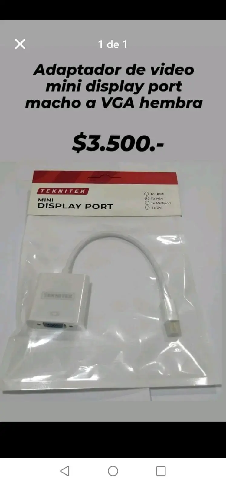 Adaptador Mini DisplayPort a VGA