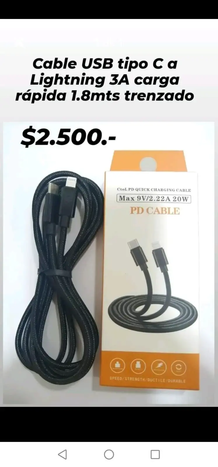 Cable USB-C a Lightning 1.8m trenzado
