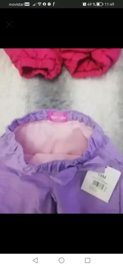 2 Pantalones de bebé lilas y fucsia talla 18 meses - miniatura 1