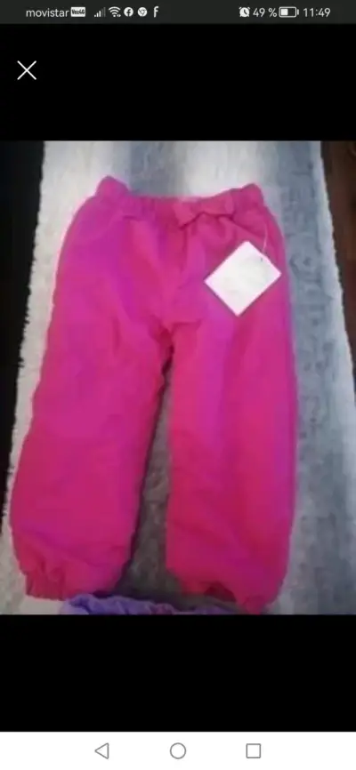 2 Pantalones de bebé lilas y fucsia talla 18 meses - miniatura 3