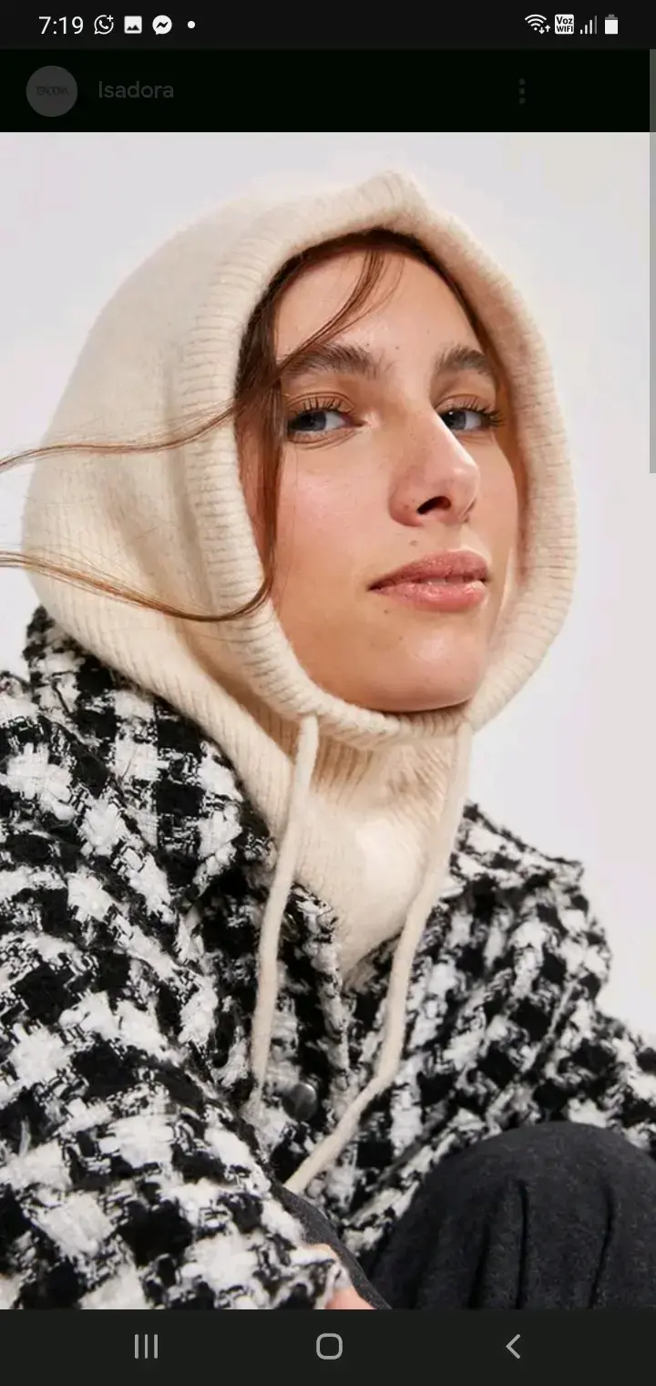 Gorro capucha beige de lana - 2