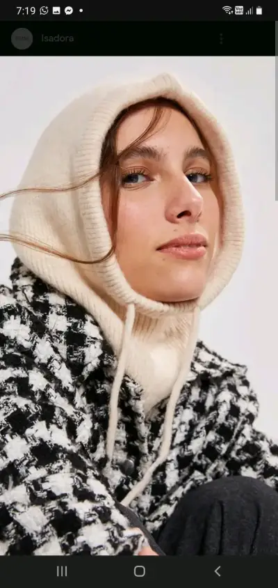 Gorro capucha beige de lana - miniatura 2