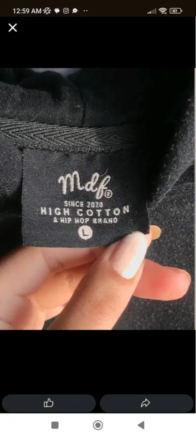 Polerón negro gorro MDF talla L - miniatura 2