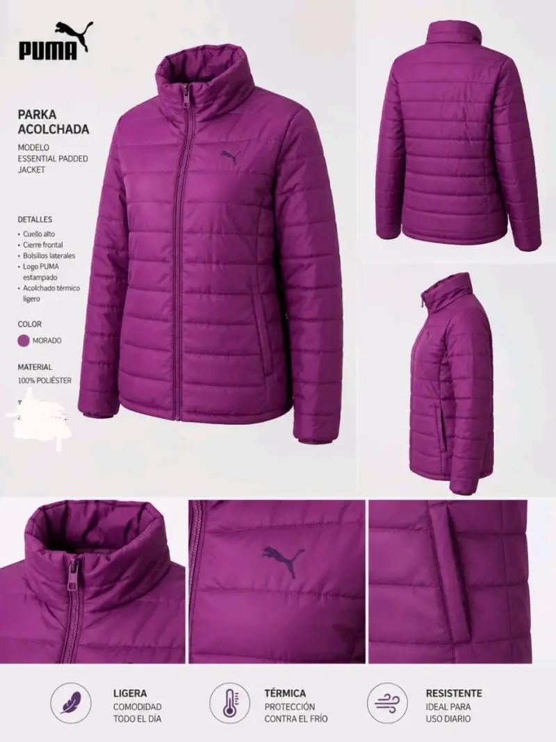 Parka acolchada morada Puma talla M