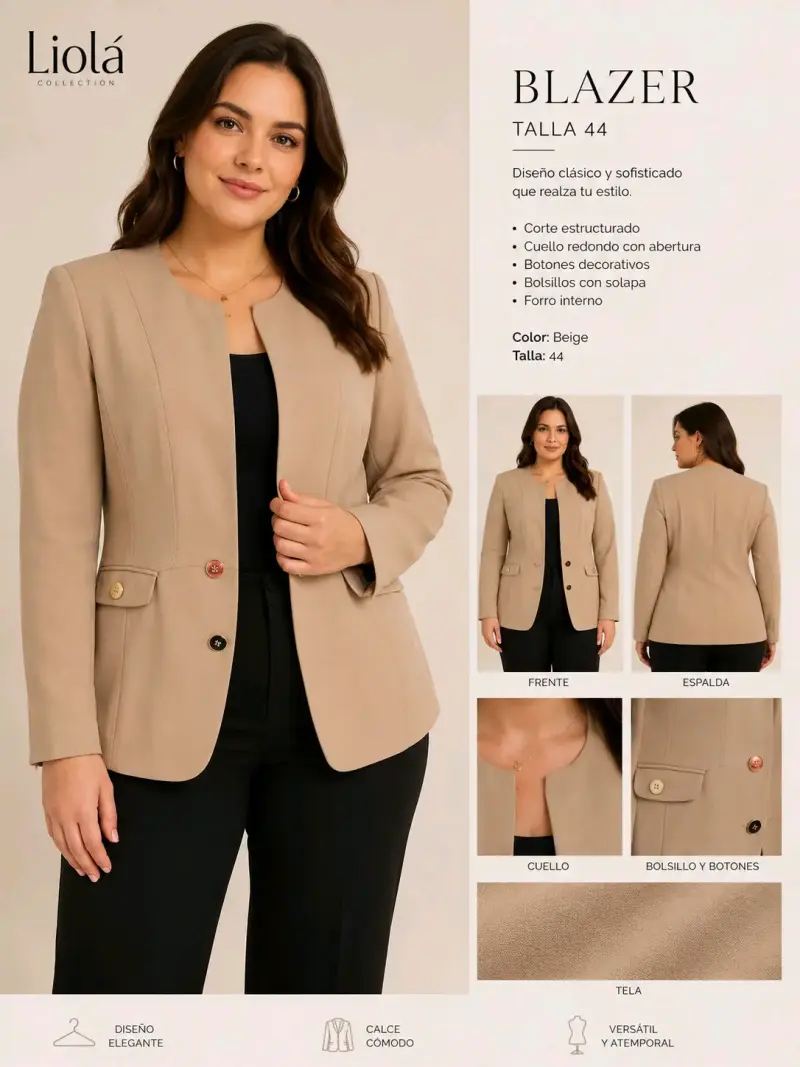 Blazer beige talla 44 elegante