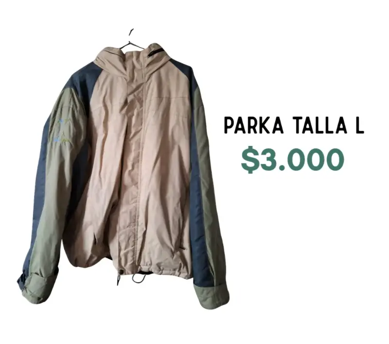 Parka beige con verde L