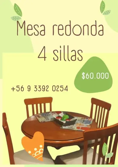 Mesa redonda con 4 sillas - miniatura 1