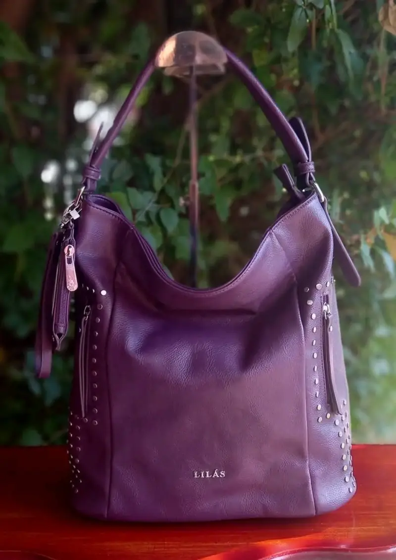 CARTERA marca LILÁS, ecocuero con tachas - 4