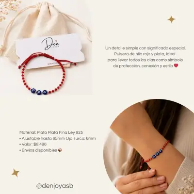 Pulsera roja con dije ojo turco - miniatura 3