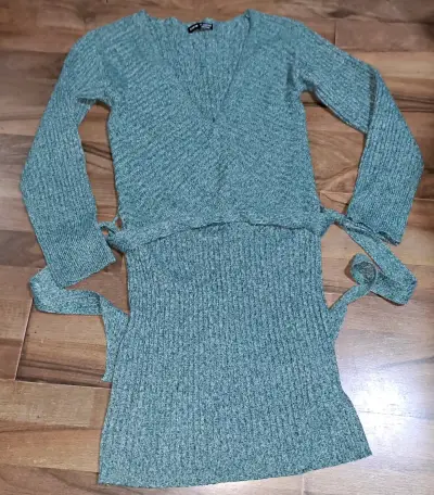 Vestido cruzado verde jaspeado - miniatura 2
