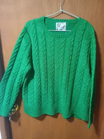 Suéter verde tejido grueso talla L - miniatura 1