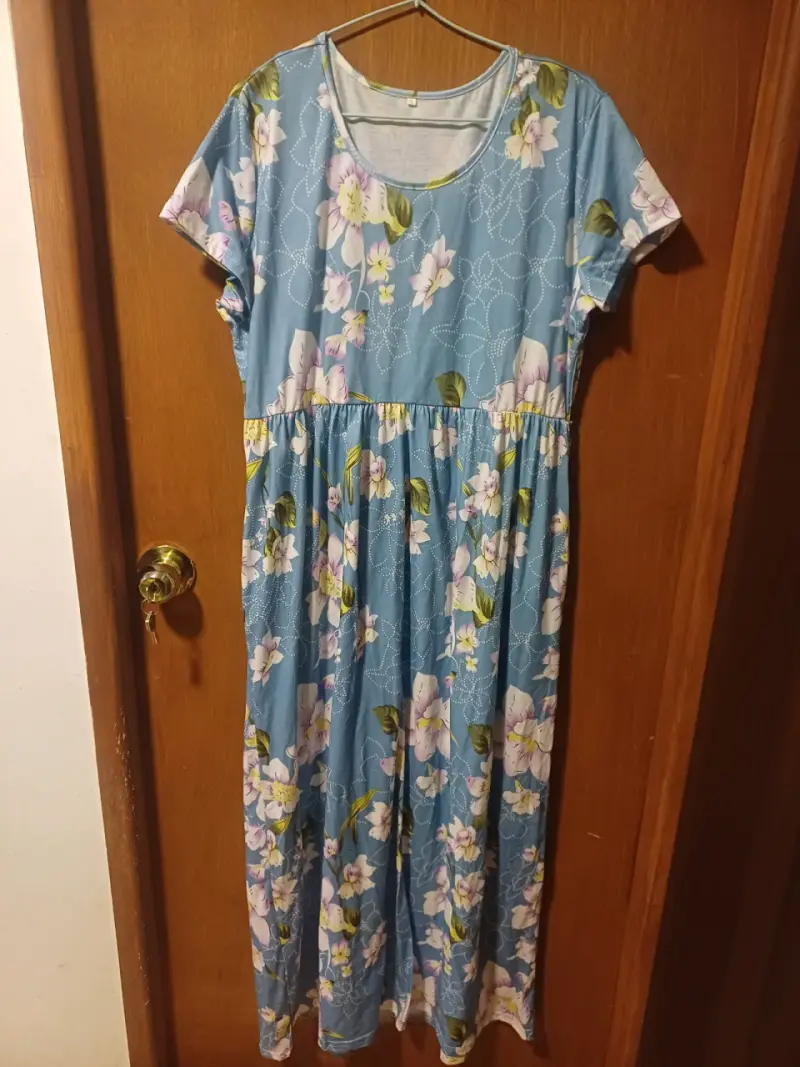 Vestido largo azul floral 2xl - 1