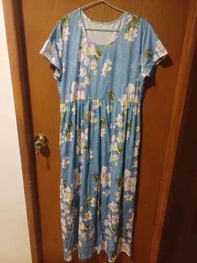 Vestido largo azul floral 2xl - miniatura 1