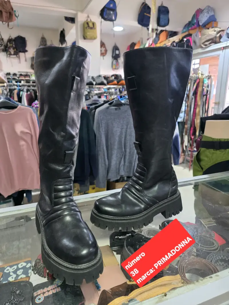 Botas altas de terciopelo burdeos - 3