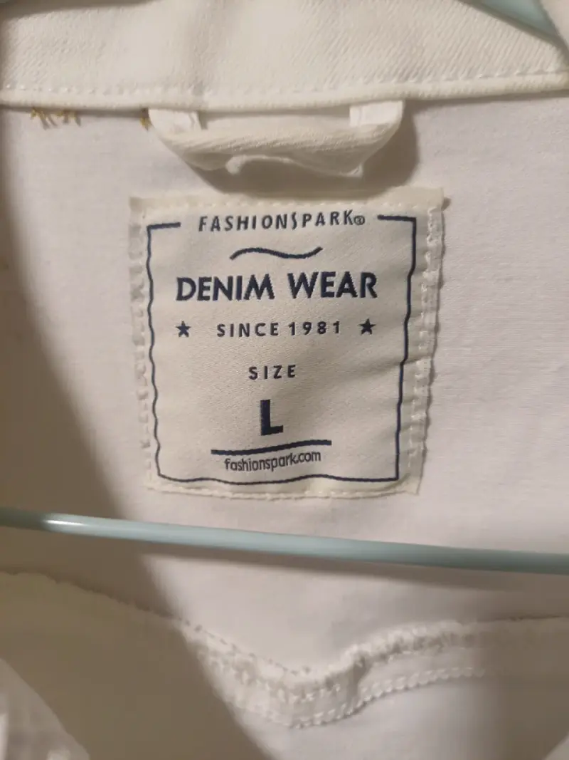 Chaqueta de mezclilla blanca talla L tela elástica - 2