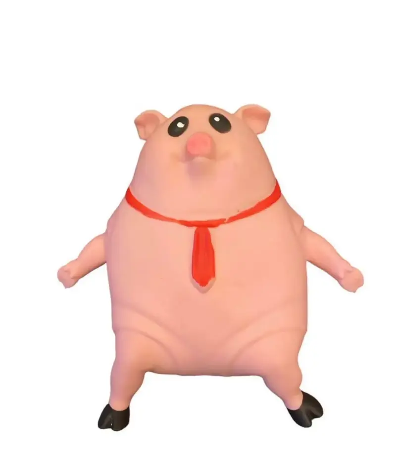 Cerdito antistress con corbata roja - 1