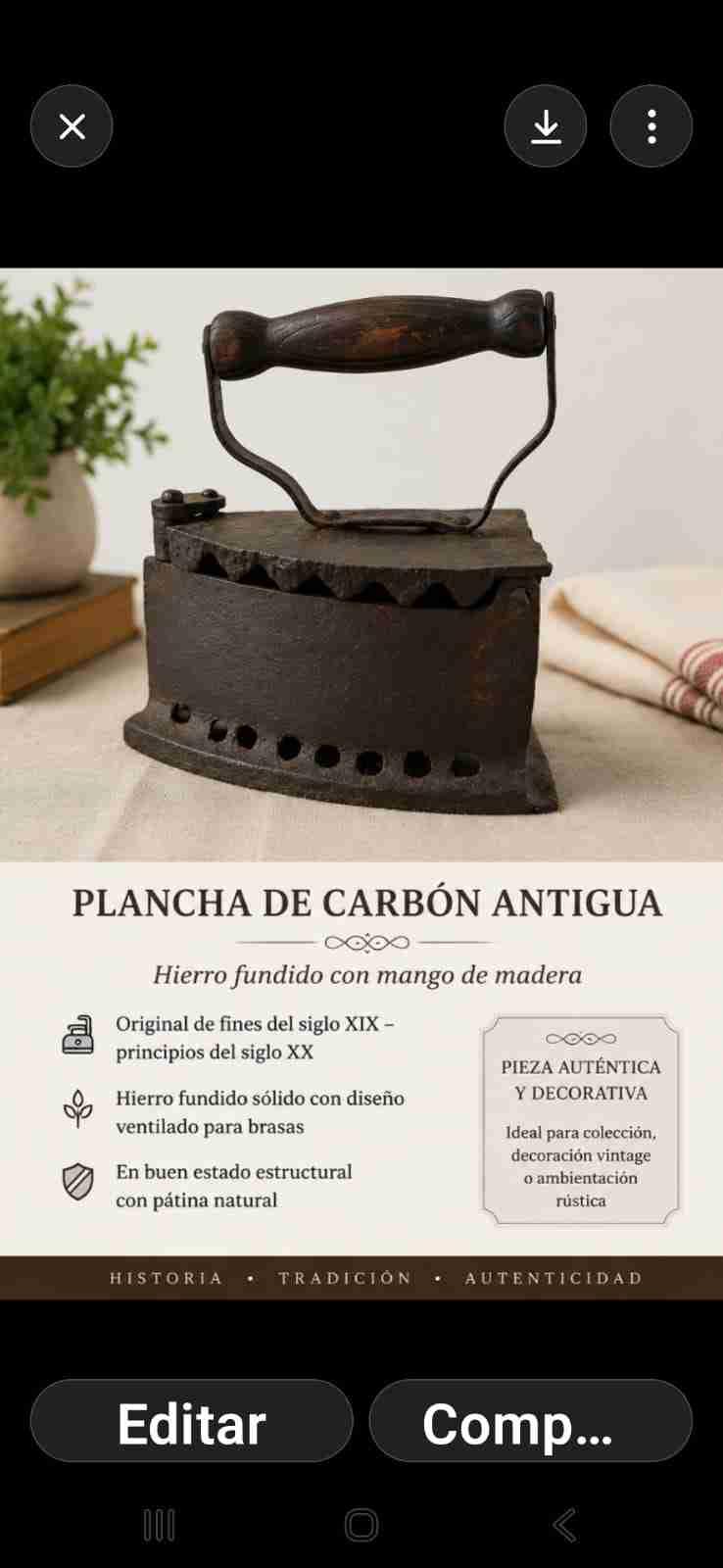 Plancha de carbón antigua - 1