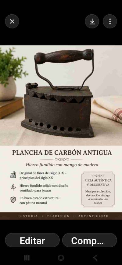 Plancha de carbón antigua - miniatura 1