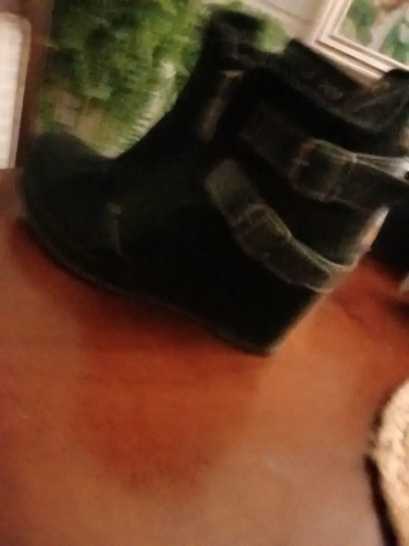 Botas de cuero negro con taco - 4