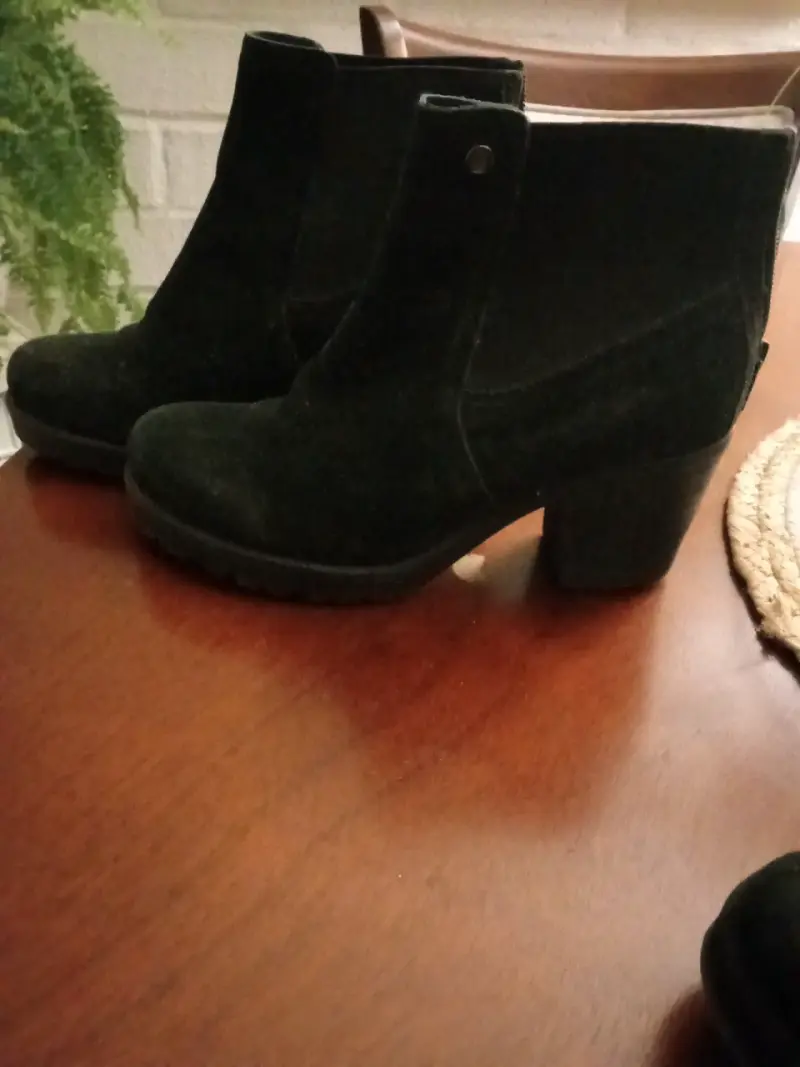 Botas de cuero negro con taco - 5
