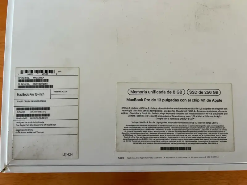 MacBook Pro M1 2020 13” 8GB/256GB + cargador origi - 5