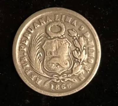 Moneda antigua de plata 1866 - miniatura 1