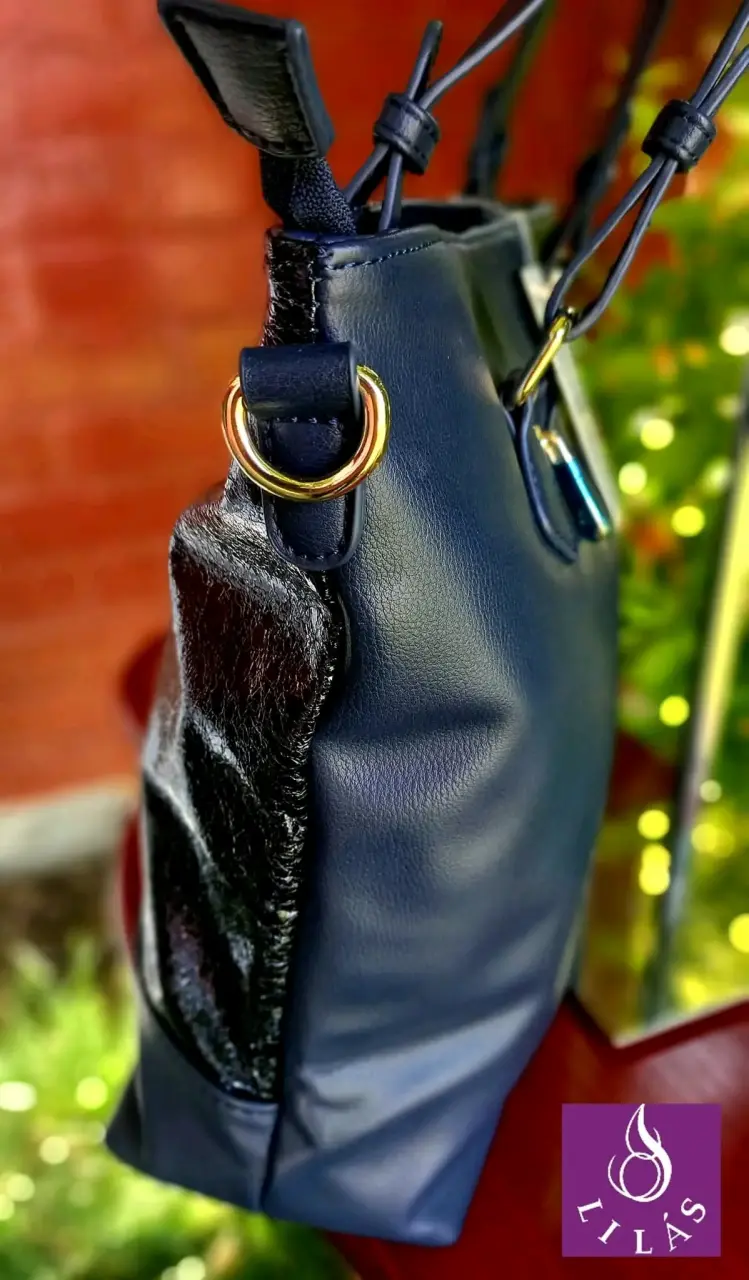 Bolso azul metalizado marca Lilás - 4
