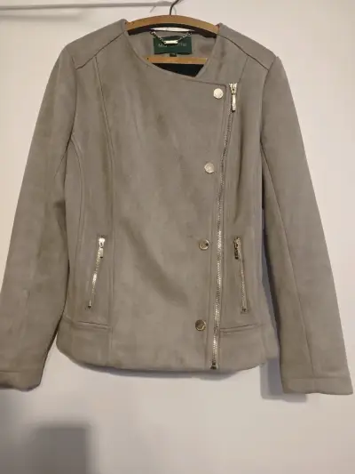 Chaqueta beige con cierre dorado - miniatura 4