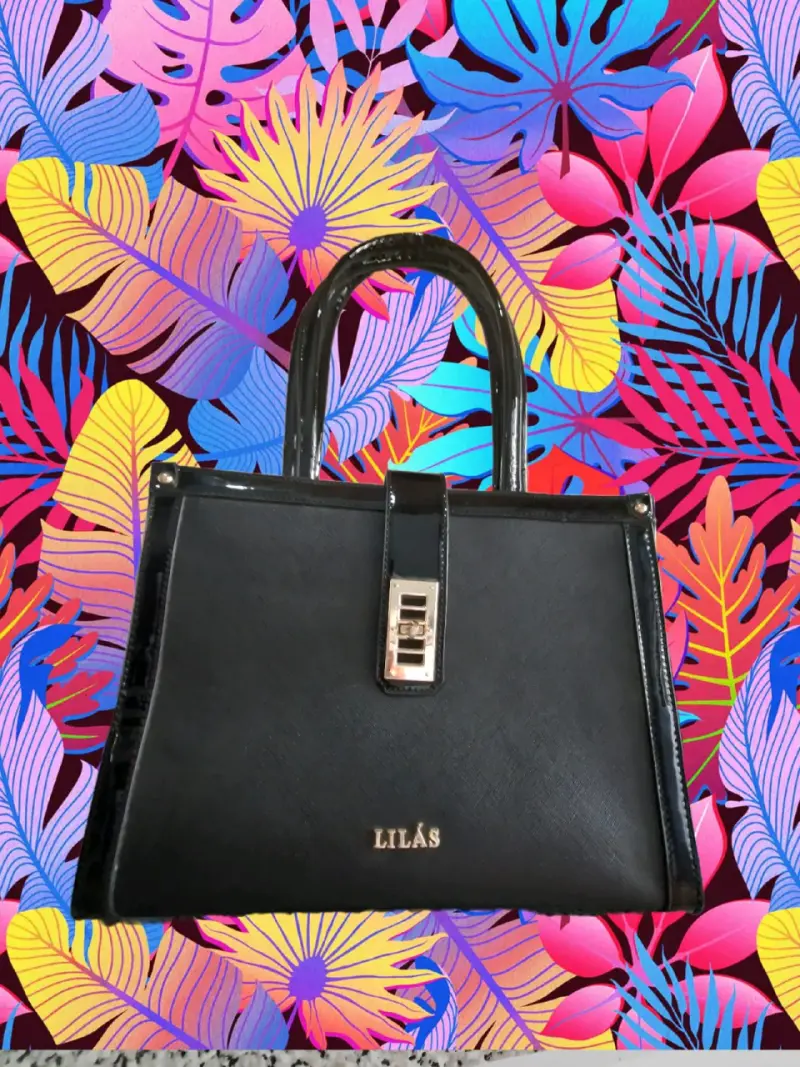 Cartera negra con asas doradas - 2