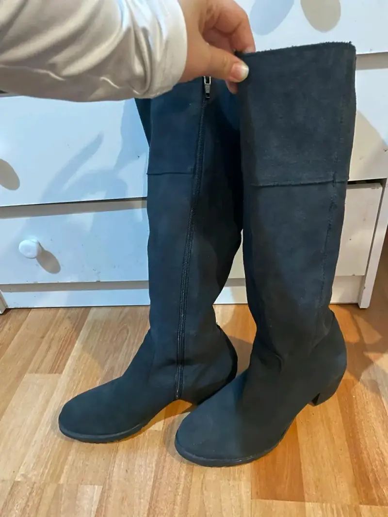 Botas cowboy de gamuza beige - 3