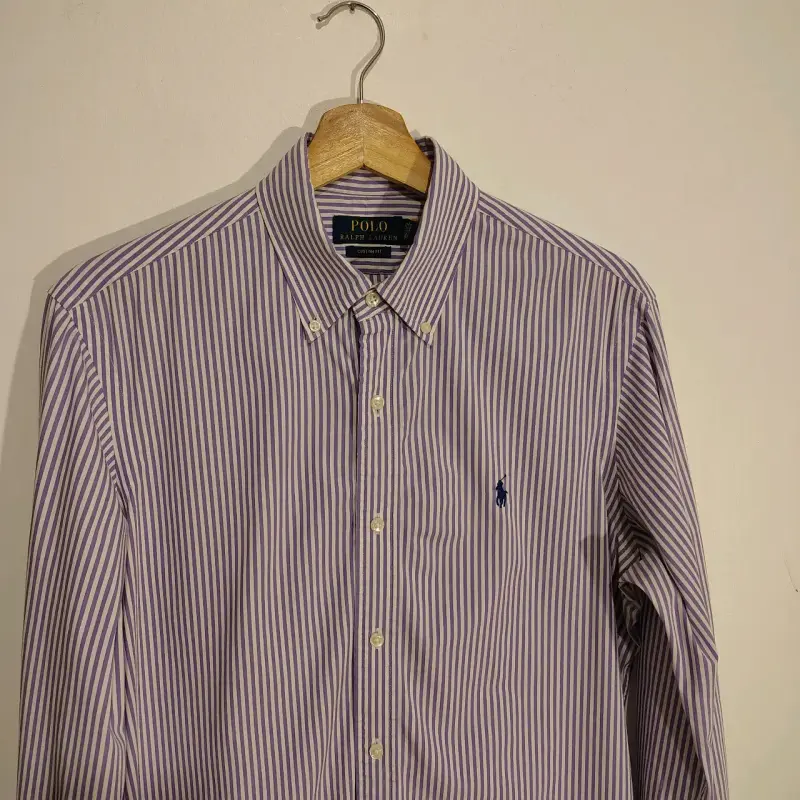 Camisa Polo rayada lila talla M - 2