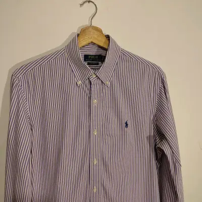 Camisa Polo rayada lila talla M - miniatura 2