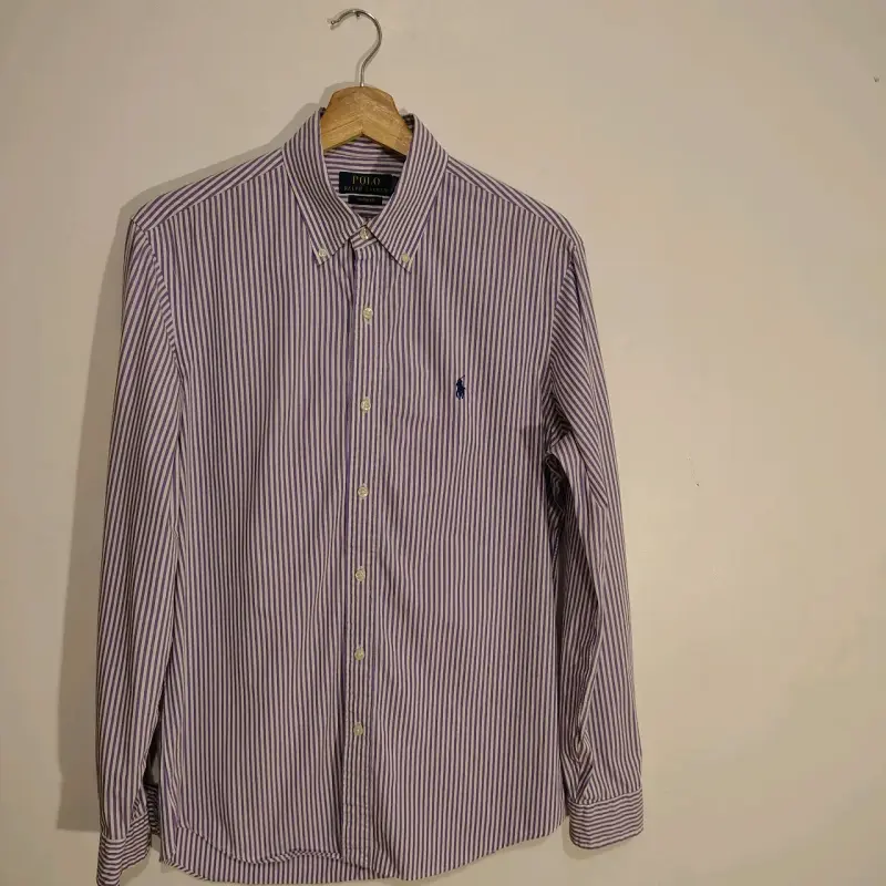 Camisa Polo rayada lila talla M - 3