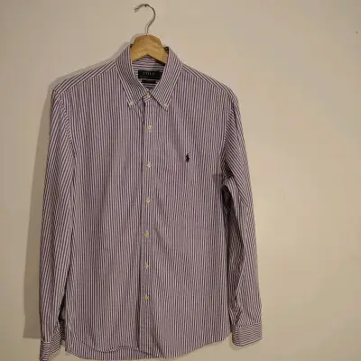 Camisa Polo rayada lila talla M - miniatura 3