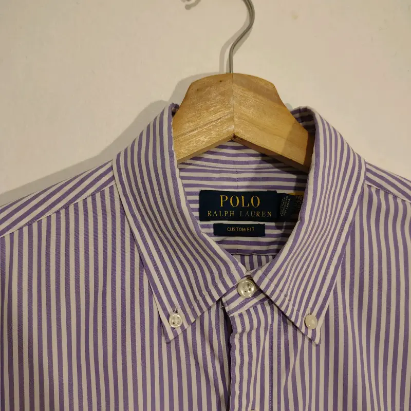 Camisa Polo rayada lila talla M - 4
