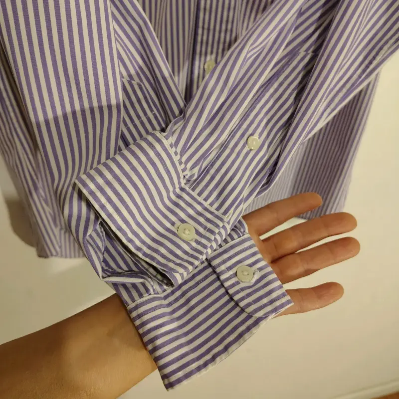 Camisa Polo rayada lila talla M - 5