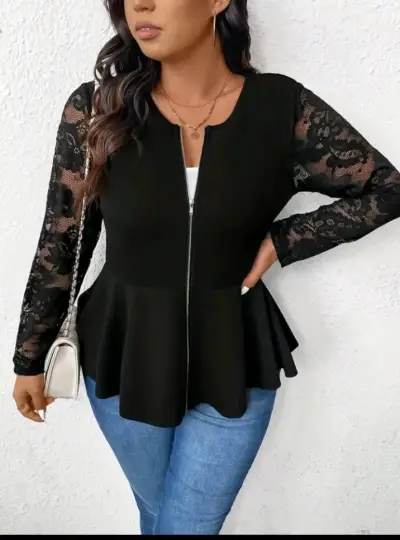 Chaqueta negra con encaje - miniatura 1