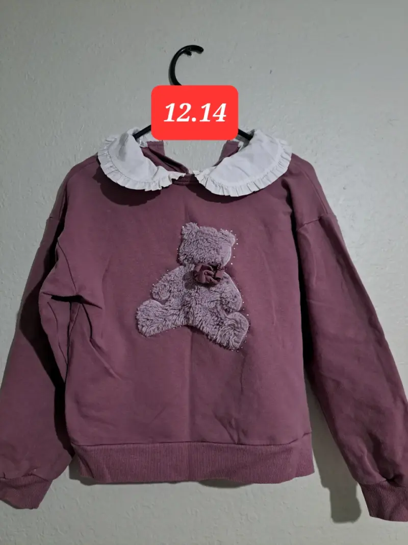 Polerón morado con oso de peluche - 1
