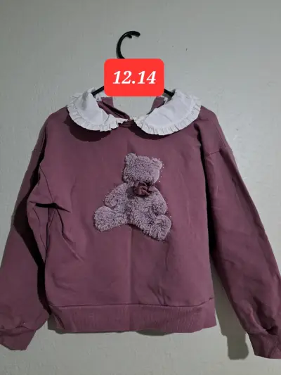 Polerón morado con oso de peluche - miniatura 1