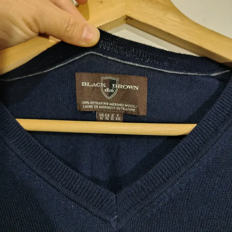 Suéter azul oscuro de lana XL - 2