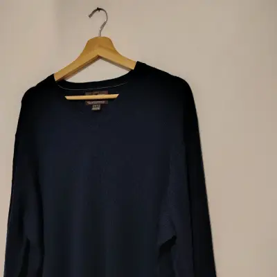 Suéter azul oscuro de lana XL - miniatura 3