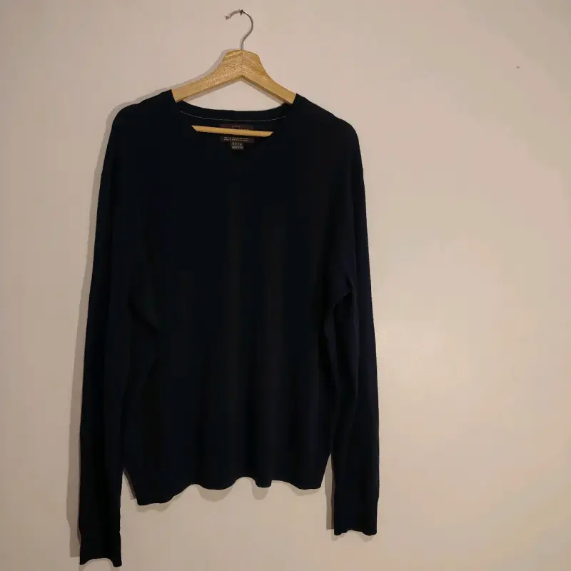 Suéter azul oscuro de lana XL - 4