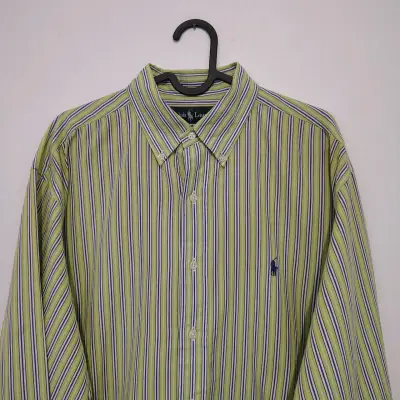 Camisa rayada verde Ralph Lauren L - miniatura 1
