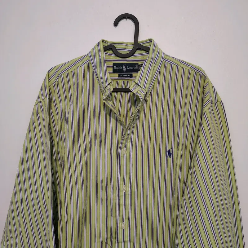 Camisa rayada verde Ralph Lauren L - 2