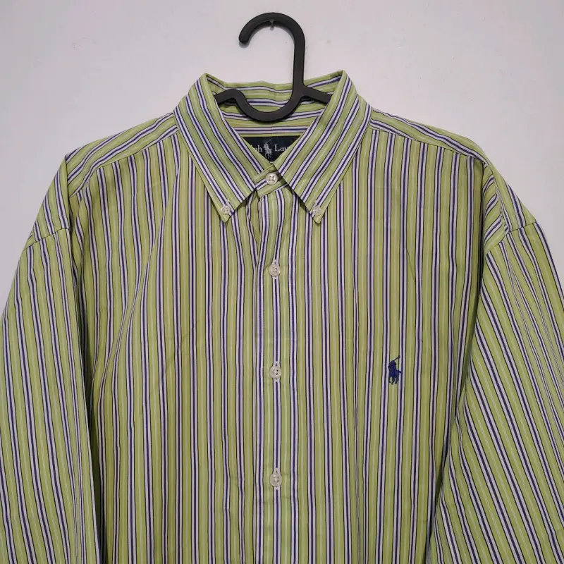 Camisa rayada verde Ralph Lauren L - 3