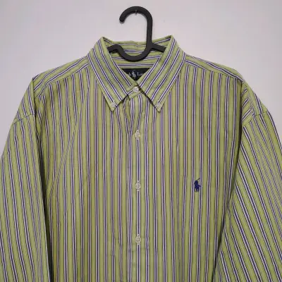 Camisa rayada verde Ralph Lauren L - miniatura 3