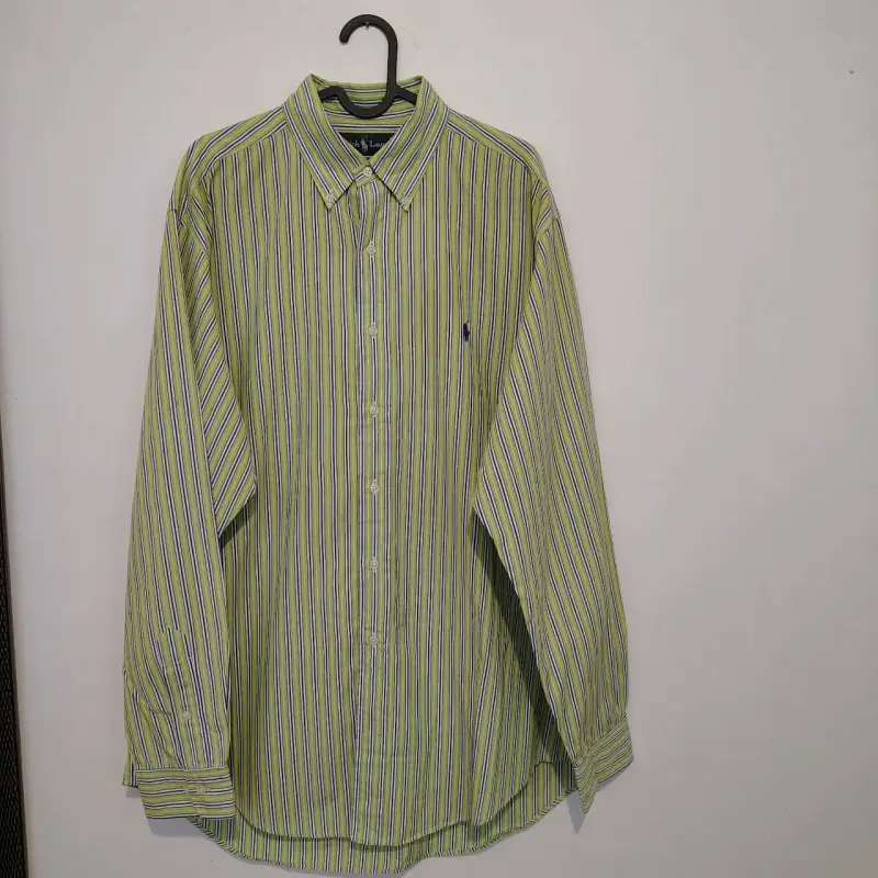 Camisa rayada verde Ralph Lauren L - 4